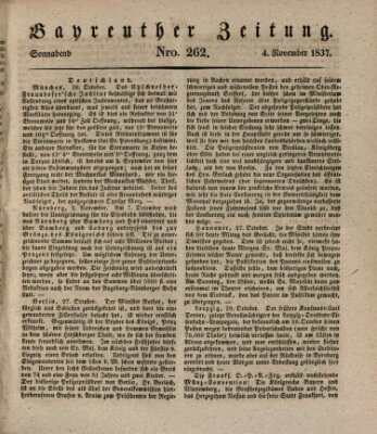 Bayreuther Zeitung Samstag 4. November 1837