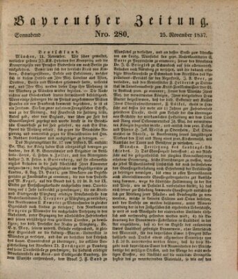 Bayreuther Zeitung Samstag 25. November 1837