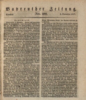 Bayreuther Zeitung Dienstag 5. Dezember 1837