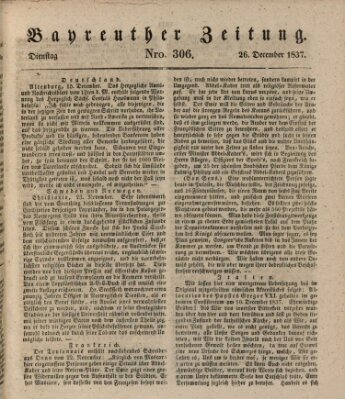 Bayreuther Zeitung Dienstag 26. Dezember 1837