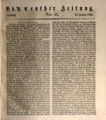 Bayreuther Zeitung Dienstag 16. Januar 1838