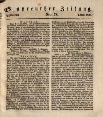 Bayreuther Zeitung Sonntag 1. April 1838