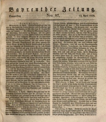Bayreuther Zeitung Donnerstag 12. April 1838