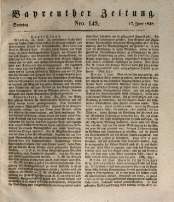 Bayreuther Zeitung Sonntag 17. Juni 1838
