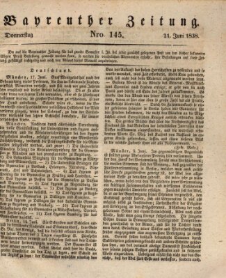 Bayreuther Zeitung Donnerstag 21. Juni 1838