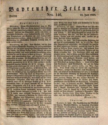 Bayreuther Zeitung Freitag 22. Juni 1838