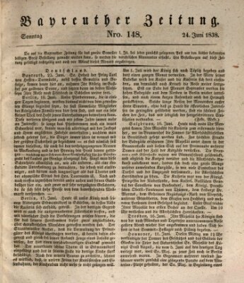 Bayreuther Zeitung Sonntag 24. Juni 1838