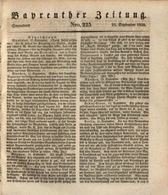 Bayreuther Zeitung Samstag 22. September 1838