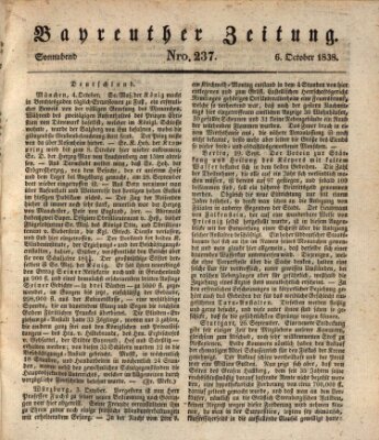 Bayreuther Zeitung Samstag 6. Oktober 1838
