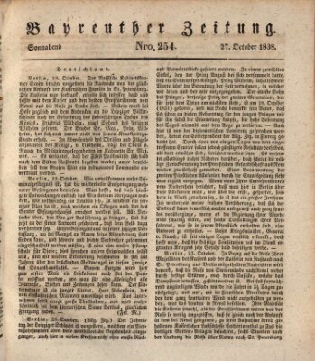 Bayreuther Zeitung Samstag 27. Oktober 1838