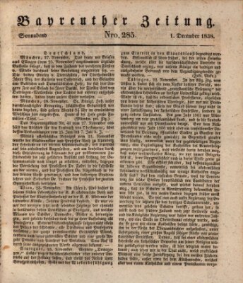 Bayreuther Zeitung Samstag 1. Dezember 1838