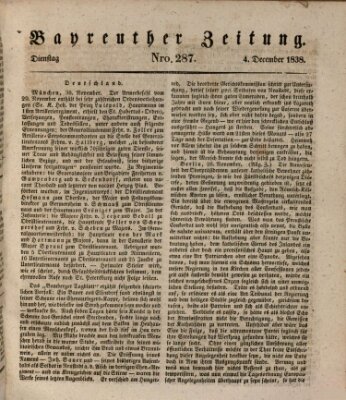 Bayreuther Zeitung Dienstag 4. Dezember 1838