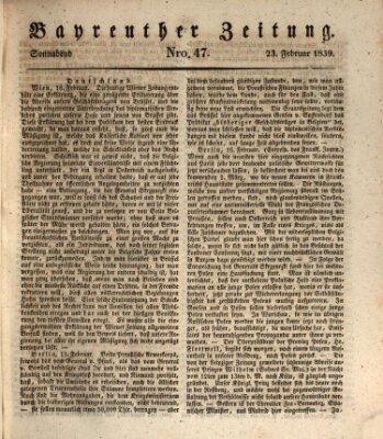 Bayreuther Zeitung Samstag 23. Februar 1839