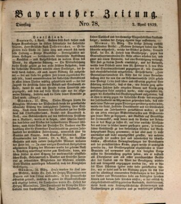Bayreuther Zeitung Dienstag 2. April 1839