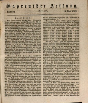 Bayreuther Zeitung Mittwoch 10. April 1839