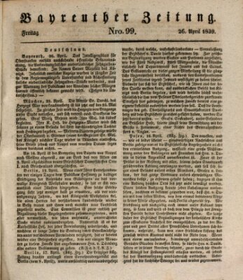 Bayreuther Zeitung Freitag 26. April 1839