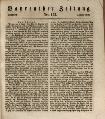 Bayreuther Zeitung Mittwoch 5. Juni 1839