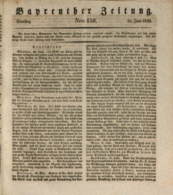 Bayreuther Zeitung Dienstag 25. Juni 1839