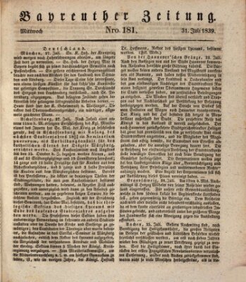 Bayreuther Zeitung Mittwoch 31. Juli 1839