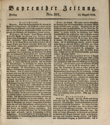 Bayreuther Zeitung Freitag 23. August 1839