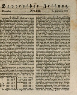 Bayreuther Zeitung Donnerstag 5. September 1839