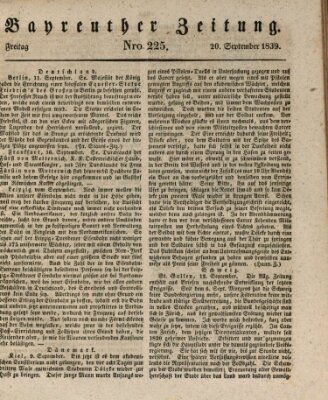 Bayreuther Zeitung Freitag 20. September 1839