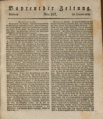Bayreuther Zeitung Mittwoch 16. Oktober 1839