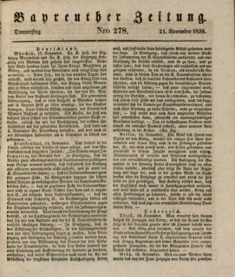 Bayreuther Zeitung Donnerstag 21. November 1839