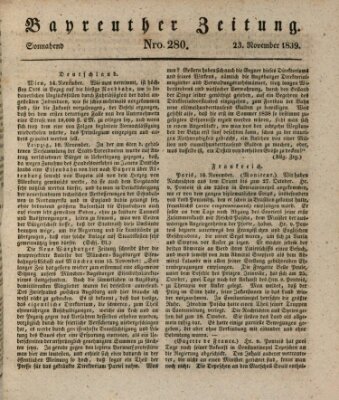Bayreuther Zeitung Samstag 23. November 1839
