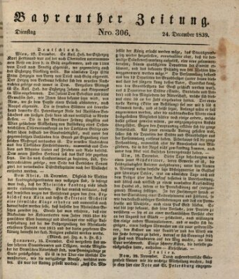 Bayreuther Zeitung Dienstag 24. Dezember 1839
