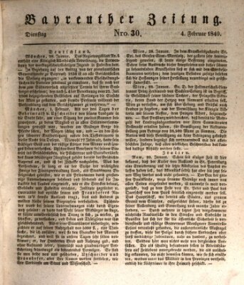 Bayreuther Zeitung Dienstag 4. Februar 1840