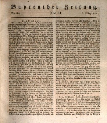 Bayreuther Zeitung Dienstag 3. März 1840