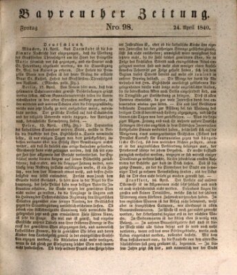 Bayreuther Zeitung Freitag 24. April 1840