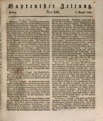 Bayreuther Zeitung Freitag 7. August 1840