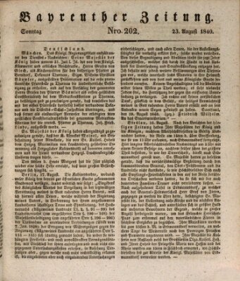 Bayreuther Zeitung Sonntag 23. August 1840