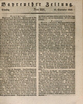 Bayreuther Zeitung Dienstag 15. September 1840