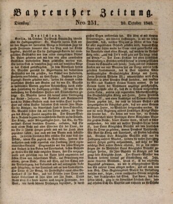 Bayreuther Zeitung Dienstag 20. Oktober 1840