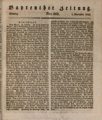 Bayreuther Zeitung Sonntag 1. November 1840