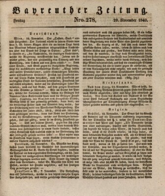 Bayreuther Zeitung Freitag 20. November 1840