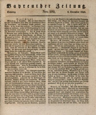 Bayreuther Zeitung Sonntag 6. Dezember 1840