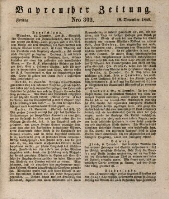 Bayreuther Zeitung Freitag 18. Dezember 1840