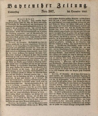 Bayreuther Zeitung Donnerstag 24. Dezember 1840