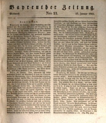 Bayreuther Zeitung Mittwoch 27. Januar 1841