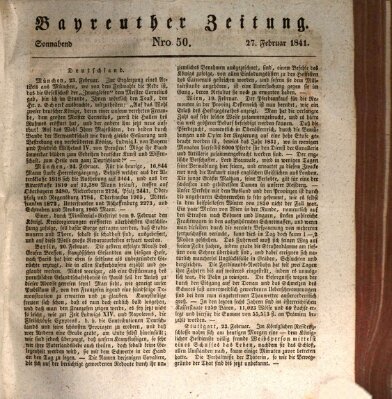 Bayreuther Zeitung Samstag 27. Februar 1841