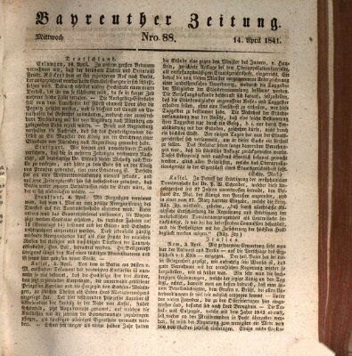 Bayreuther Zeitung Mittwoch 14. April 1841