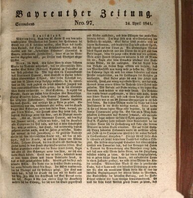 Bayreuther Zeitung Samstag 24. April 1841