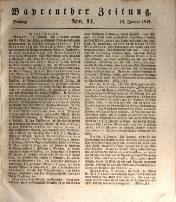 Bayreuther Zeitung Sonntag 16. Januar 1842