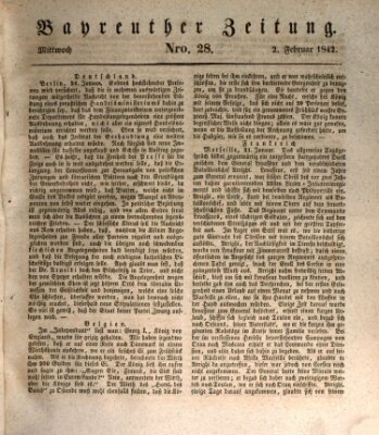 Bayreuther Zeitung Mittwoch 2. Februar 1842