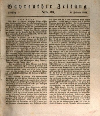 Bayreuther Zeitung Dienstag 8. Februar 1842