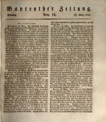Bayreuther Zeitung Dienstag 29. März 1842